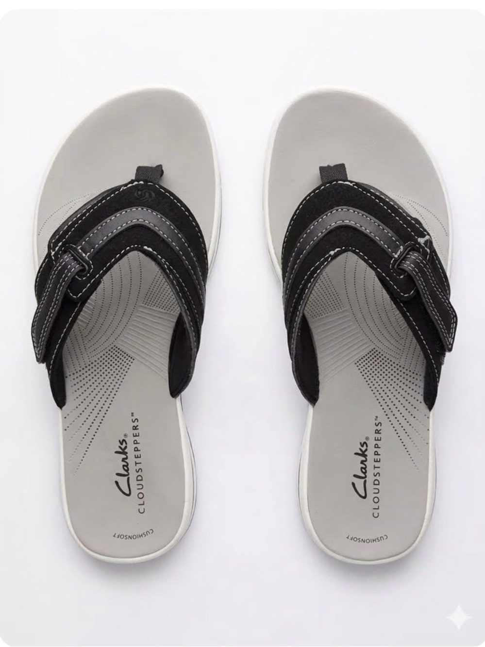 👠Clarks BLACK Cloudsteppers Slip-On Sandals Size 6